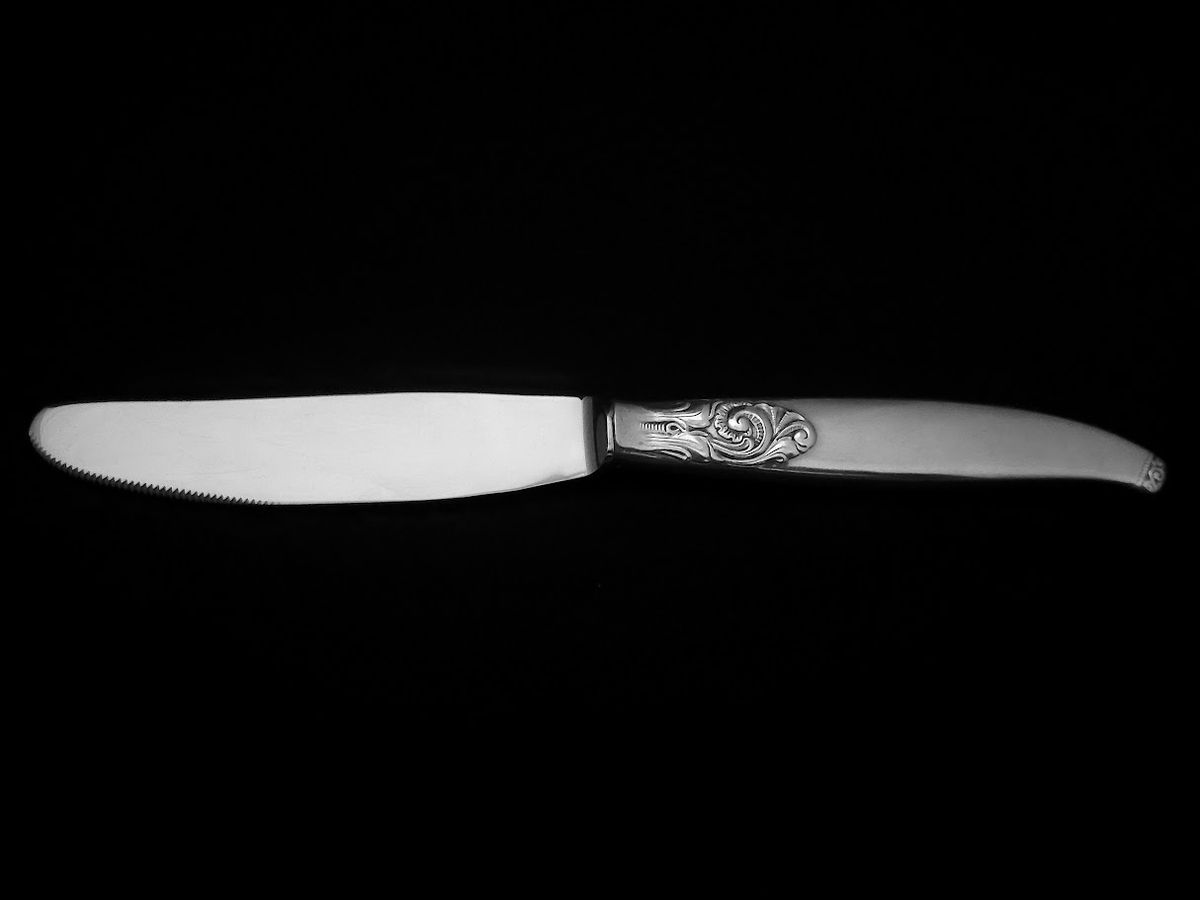 Telesølv liten spisekniv med tagger